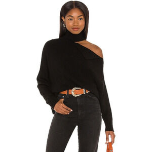 Central Park West Womens Knightley Cut Out Sweater Long Sleeve Black Size S NWT